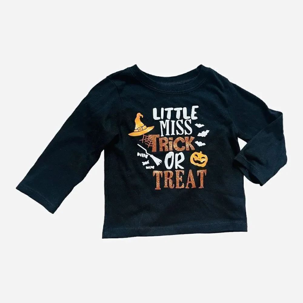 Baby Girls Little Miss Trick Or Treat Halloween LS Graphic Tee Shirt - Sz 18 mo